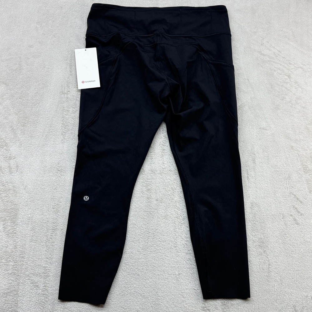 Lululemon Fast and Free HR Tight Women 14 Black Nulux Pockets Running Yoga Core